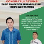 Congratulations to Sir Kristofferson C. Ojeda for Being Granted the Basic Education Research Fund 2023